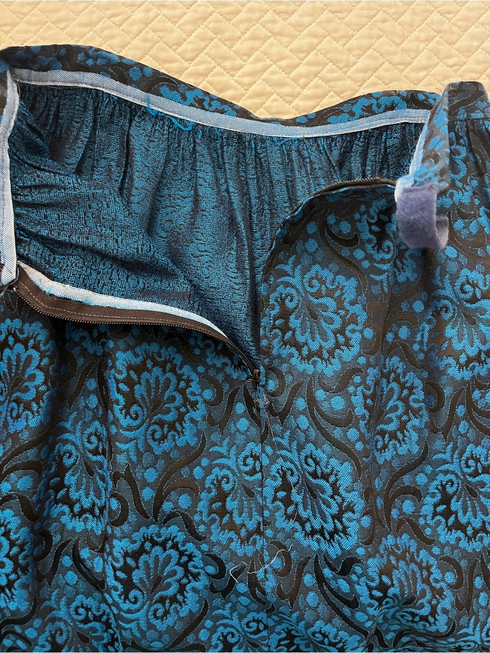 Vintage Damask Midi Skirt with Scalloped Hem - Picture 5 of 9